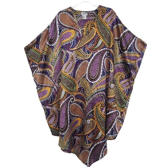 Sante Paisley MuuMuu Multicolor Polyester Satin Long Midi Kaftan Womens One Size